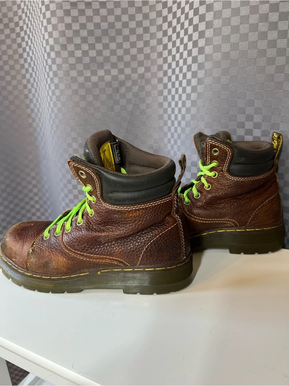 Dr Martens Leather Work Industrial Boots Size 7 Grunge Distressed Punk Gilbreth